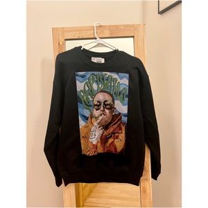 Society6 unisex hoodless, crewneck cotton 
sweatshirt ft Mac Miller design